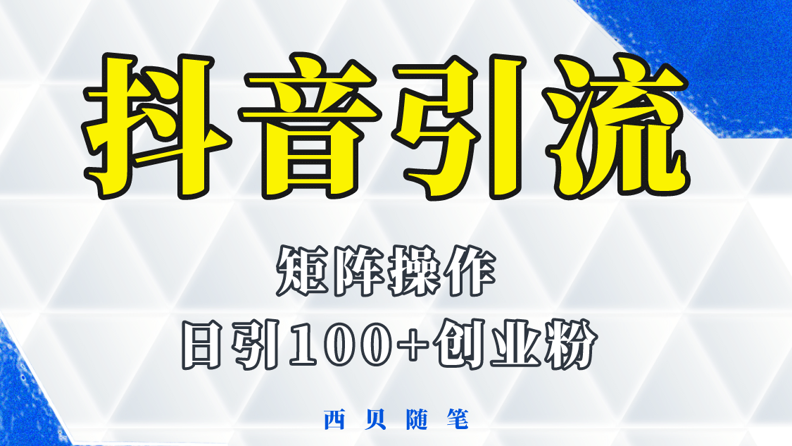 抖音引流术，矩阵操作，一天能引100多创业粉-温馨分享网