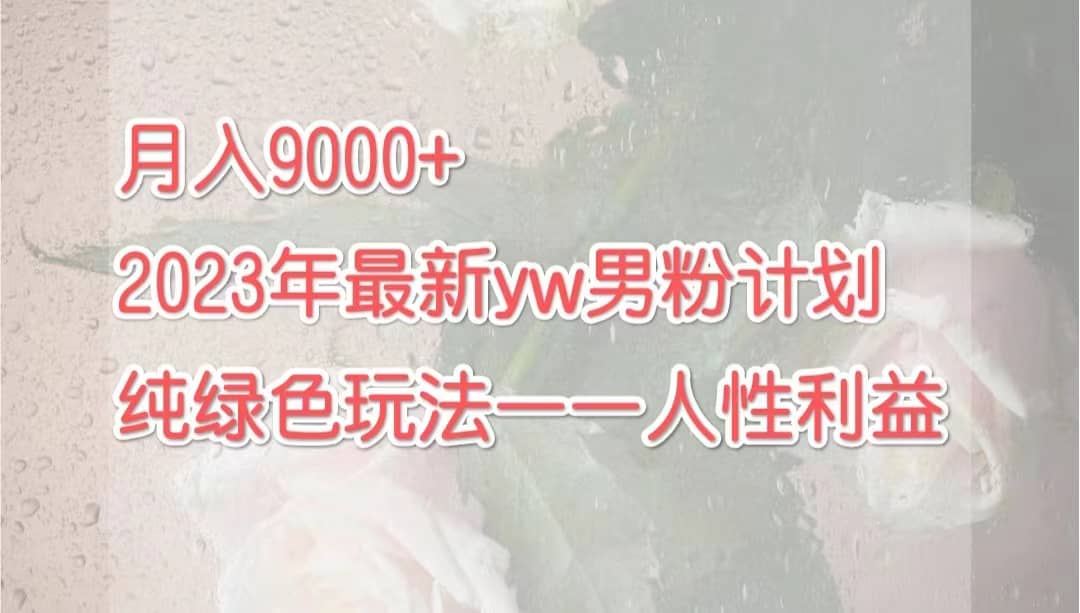 月入9000+2023年9月最新yw男粉计划绿色玩法——人性之利益-温馨分享网