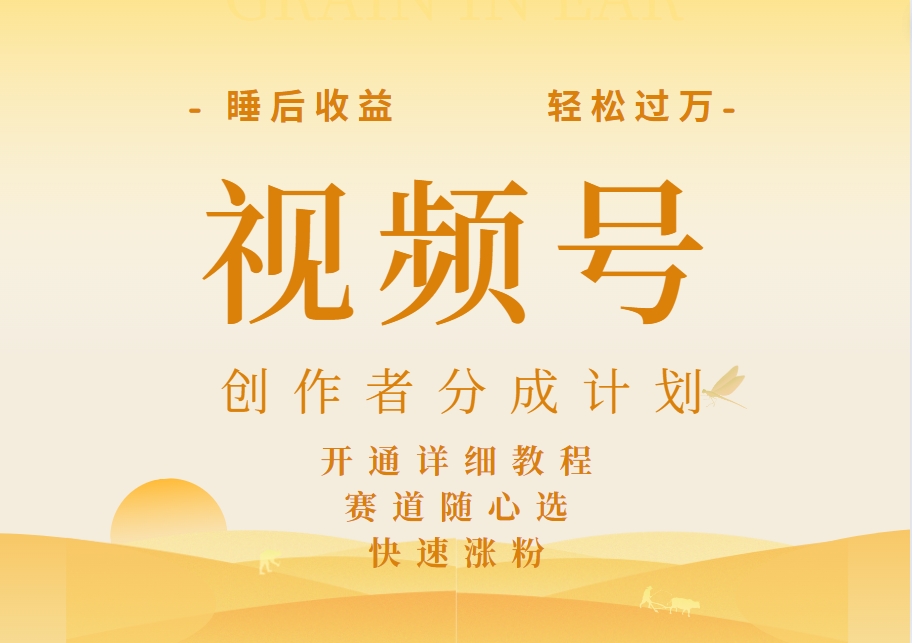 详解视频号创作者分成计划，暴力起号，可同步多平台，实现睡后收入2W+，看懂即可操作！-温馨分享网