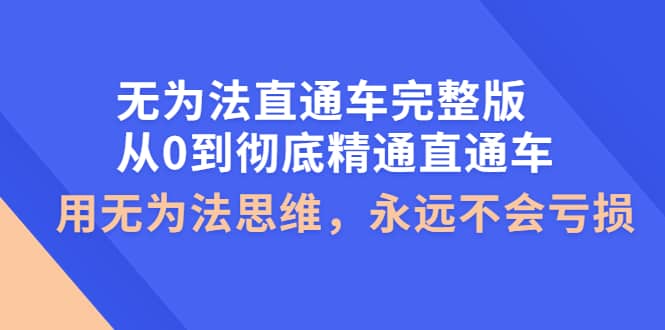 无为法直通车完整版：从0到彻底精通直通车，用无为法思维，永远不会亏损-温馨分享网
