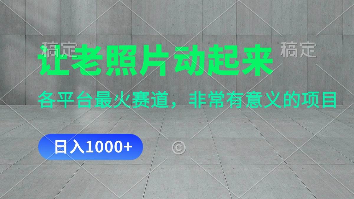 让老照片动起来，一天变现1000+，各平台最火赛道，看完就会-温馨分享网