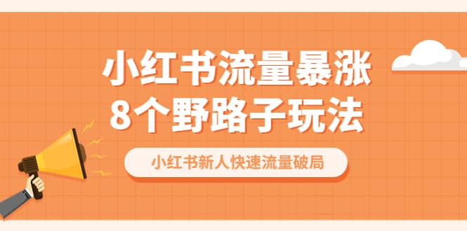 小红书流量-暴涨8个野路子玩法：小红书新人快速流量破局（8节课）-温馨分享网