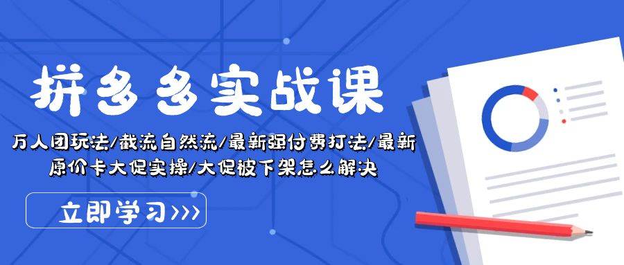 拼多多·实战课：万人团玩法/截流自然流/最新强付费打法/最新原价卡大促..-温馨分享网