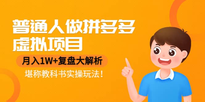 普通人做拼多多虚拟项目，复盘大解析，堪称教科书实操玩法-温馨分享网