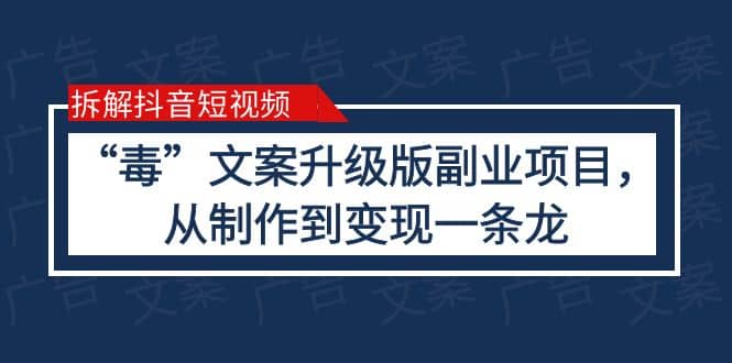 拆解抖音短视频：“毒”文案升级版副业项目，从制作到变现（教程+素材）-温馨分享网