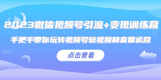 2023微信视频号引流+变现训练营：手把手带你玩转视频号短视频和直播运营-温馨分享网
