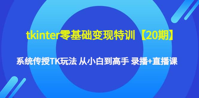tkinter零基础变现特训【20期】系统传授TK玩法 从小白到高手 录播+直播课-温馨分享网
