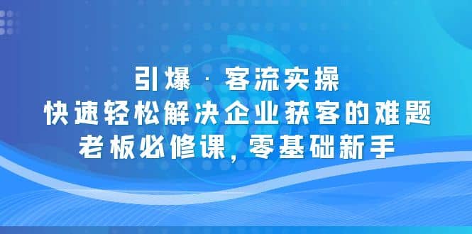 引爆·客流实操：快速轻松解决企业获客的难题，老板必修课，零基础新手-温馨分享网