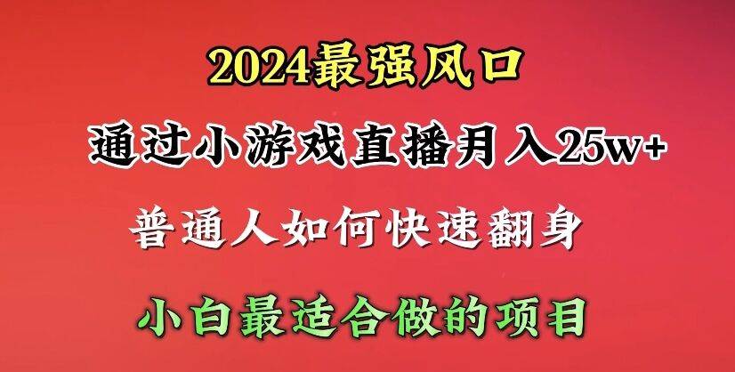 2024年最强风口，通过小游戏直播月入25w+单日收益5000+小白最适合做的项目-温馨分享网