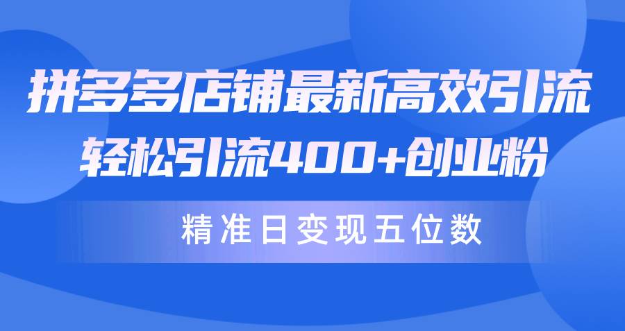 拼多多店铺最新高效引流术，轻松引流400+创业粉，精准日变现五位数！-温馨分享网