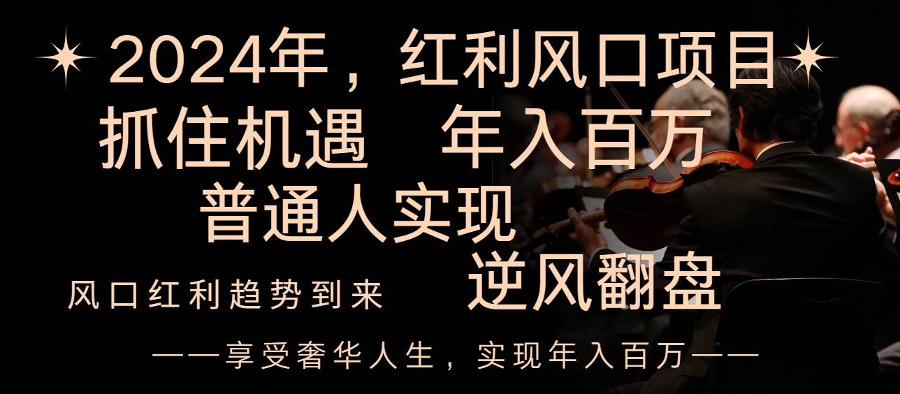 2024红利风口项目来袭，享受第一波红利，逆风翻盘普通人也能实现，年入百万-温馨分享网