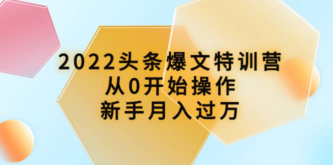 2022头条爆文特训营：从0开始操作，新手月入过万（16节课时）-温馨分享网