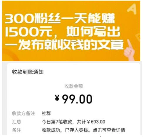 300粉丝一天能赚1500元，如何写出一发布就收钱的文章【付费文章】-温馨分享网
