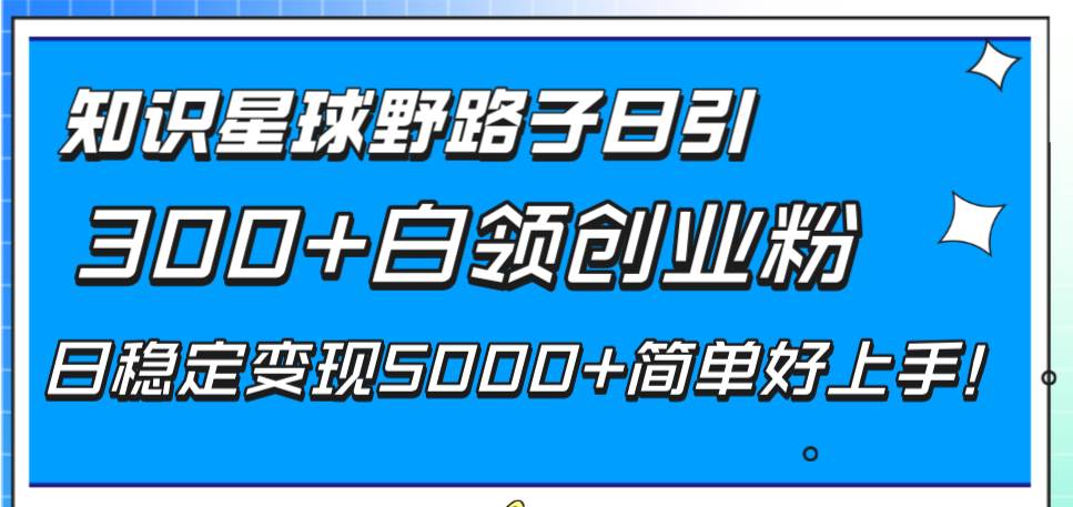 知识星球野路子日引300+白领创业粉，日稳定变现5000+简单好上手！-温馨分享网