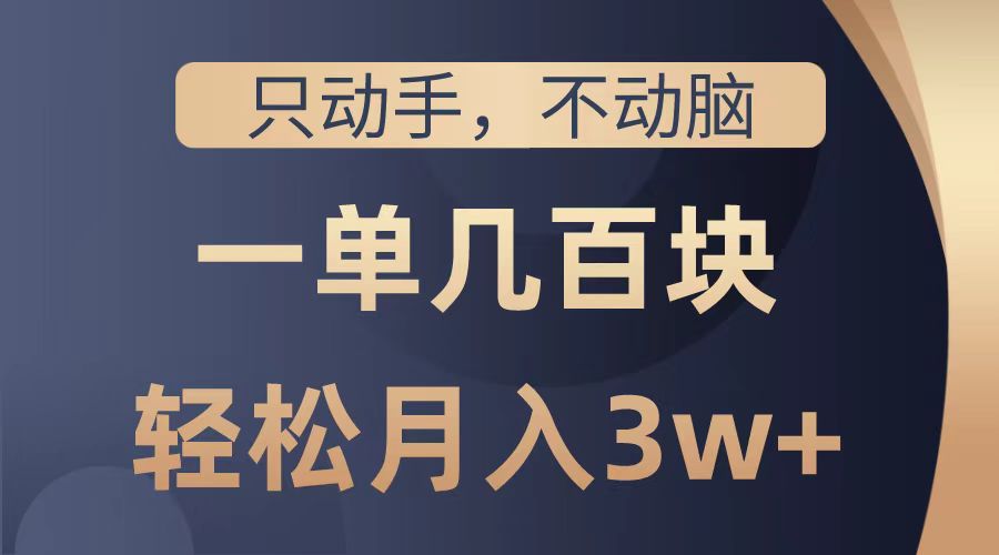 只动手不动脑，一单几百块，轻松月入2w+，看完就能直接操作，详细教程-温馨分享网