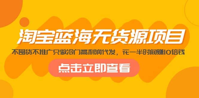 淘宝蓝海无货源项目，不囤货不推广只做冷门高利润代发-温馨分享网