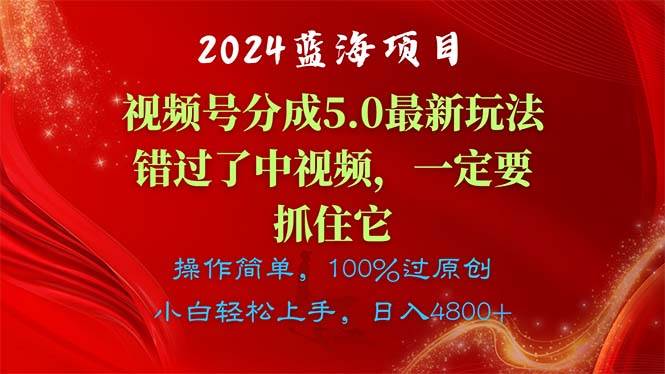 2024蓝海项目，视频号分成计划5.0最新玩法，错过了中视频，一定要抓住…-温馨分享网