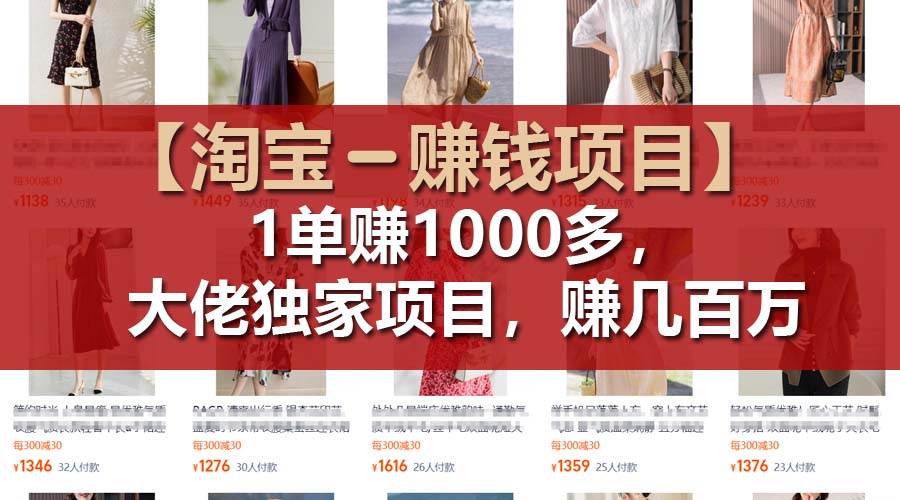 【淘宝赚钱项目】1单可赚1000多，大佬独家项目，年赚几百万-温馨分享网