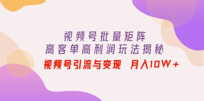 视频号批量矩阵的高客单高利润玩法揭秘-温馨分享网