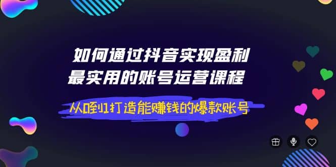 如何通过抖音实现盈利，最实用的账号运营课程 从0到1打造能赚钱的爆款账号-温馨分享网
