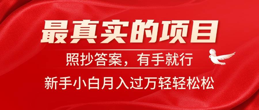 最真实的项目，照抄答案，有手就行，新手小白月入过万轻轻松松-温馨分享网