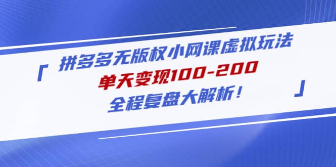 拼多多无版权小网课虚拟玩法，全程复盘大解析-温馨分享网