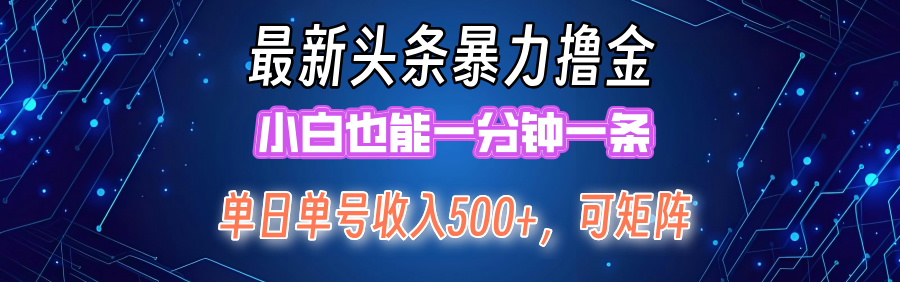 最新头条撸金，小白也能一分钟一条-温馨分享网