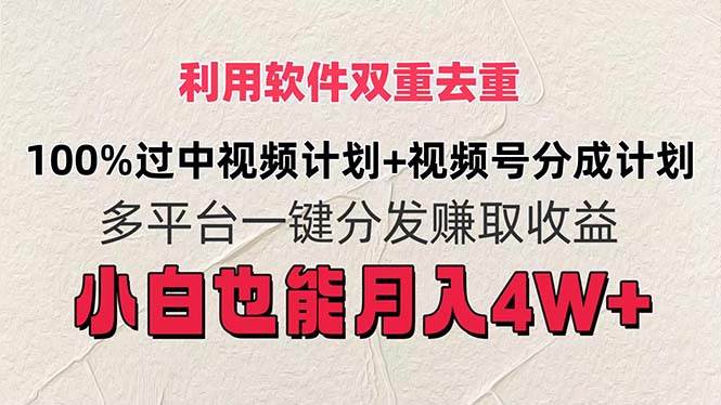 利用软件双重去重，100%过中视频+视频号分成计划小白也可以月入4W+-温馨分享网