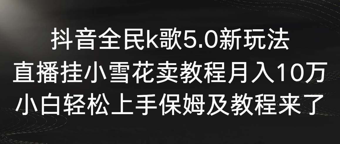 抖音全民k歌5.0新玩法，直播挂小雪花卖教程月入10万，小白轻松上手，保…-温馨分享网