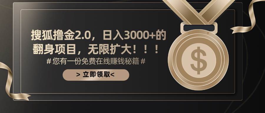 搜狐撸金2.0日入3000+，可无限扩大的翻身项目-温馨分享网