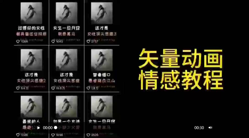 矢量动画情感教程：高点赞涨粉，适合情感、思维、创业教育等赛道-温馨分享网