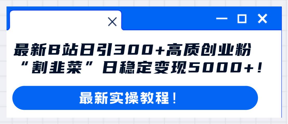 最新B站日引300+高质创业粉教程！“割韭菜”日稳定变现5000+！-温馨分享网