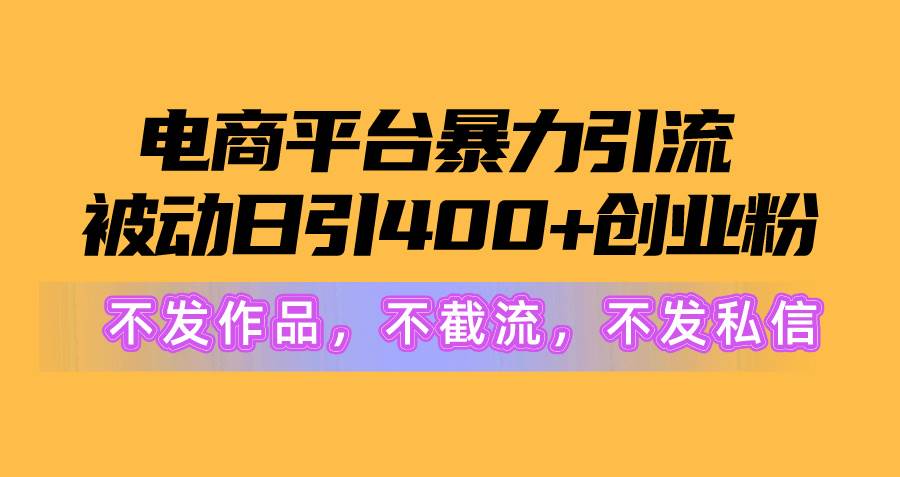电商平台暴力引流,被动日引400+创业粉不发作品，不截流，不发私信-温馨分享网
