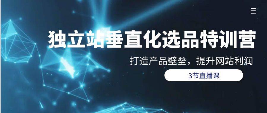 独立站-垂直化选品训练营，打造产品壁垒，提升网站利润（3节直播课）-温馨分享网
