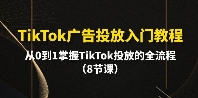 TikTok广告投放入门教程，从0到1掌握TikTok投放的全流程（8节课）-温馨分享网