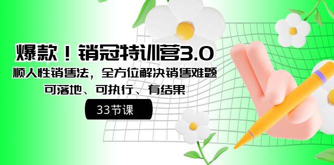 爆款！销冠特训营3.0之顺人性销售法，全方位解决销售难题、可落地、可执行、有结果-温馨分享网