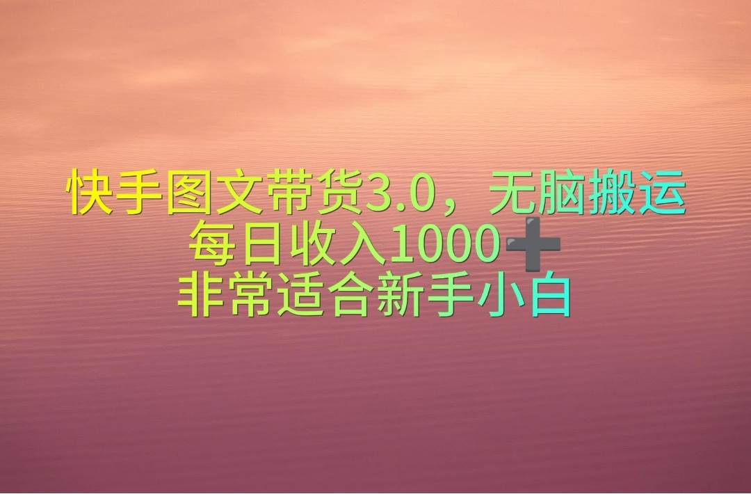 快手图文带货3.0，无脑搬运，每日收入1000＋，非常适合新手小白-温馨分享网