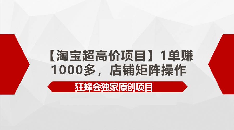 【淘宝超高价项目】1单赚1000多，店铺矩阵操作-温馨分享网