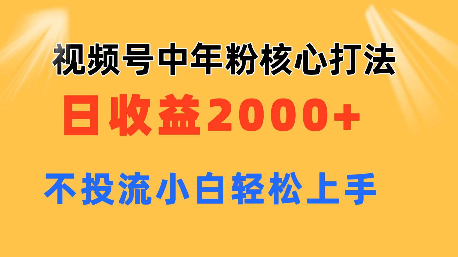 视频号中年粉核心玩法 日收益2000+ 不投流小白轻松上手-温馨分享网