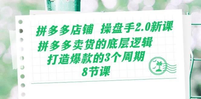拼多多店铺 操盘手2.0新课，拼多多卖货的底层逻辑，打造爆款的3个周期-8节-温馨分享网
