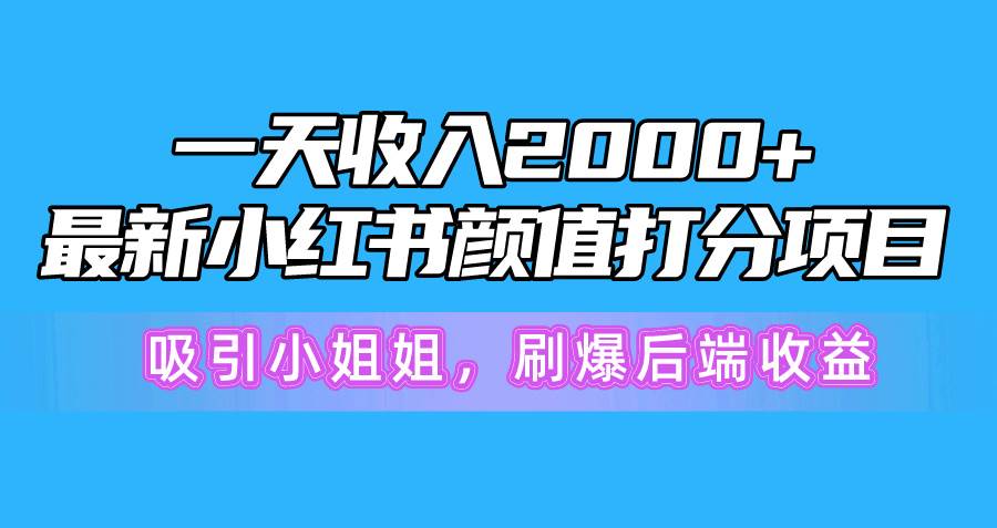 一天收入2000+，最新小红书颜值打分项目，吸引小姐姐，刷爆后端收益-温馨分享网