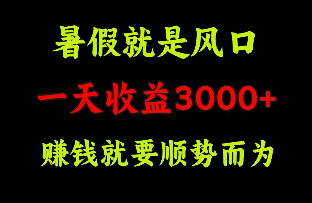一天收益3000+ 赚钱就是顺势而为，暑假就是风口-温馨分享网