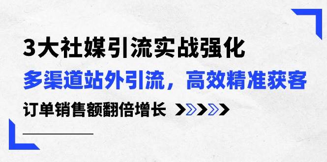 3大社媒引流实操强化，多渠道站外引流/高效精准获客/订单销售额翻倍增长-温馨分享网