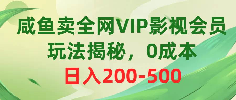 咸鱼卖全网VIP影视会员，玩法揭秘，0成本日入200-500-温馨分享网