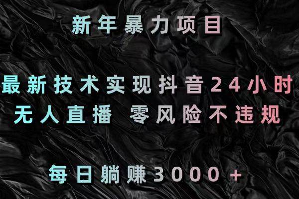 新年暴力项目，最新技术实现抖音24小时无人直播 零风险不违规 每日躺赚3000-温馨分享网