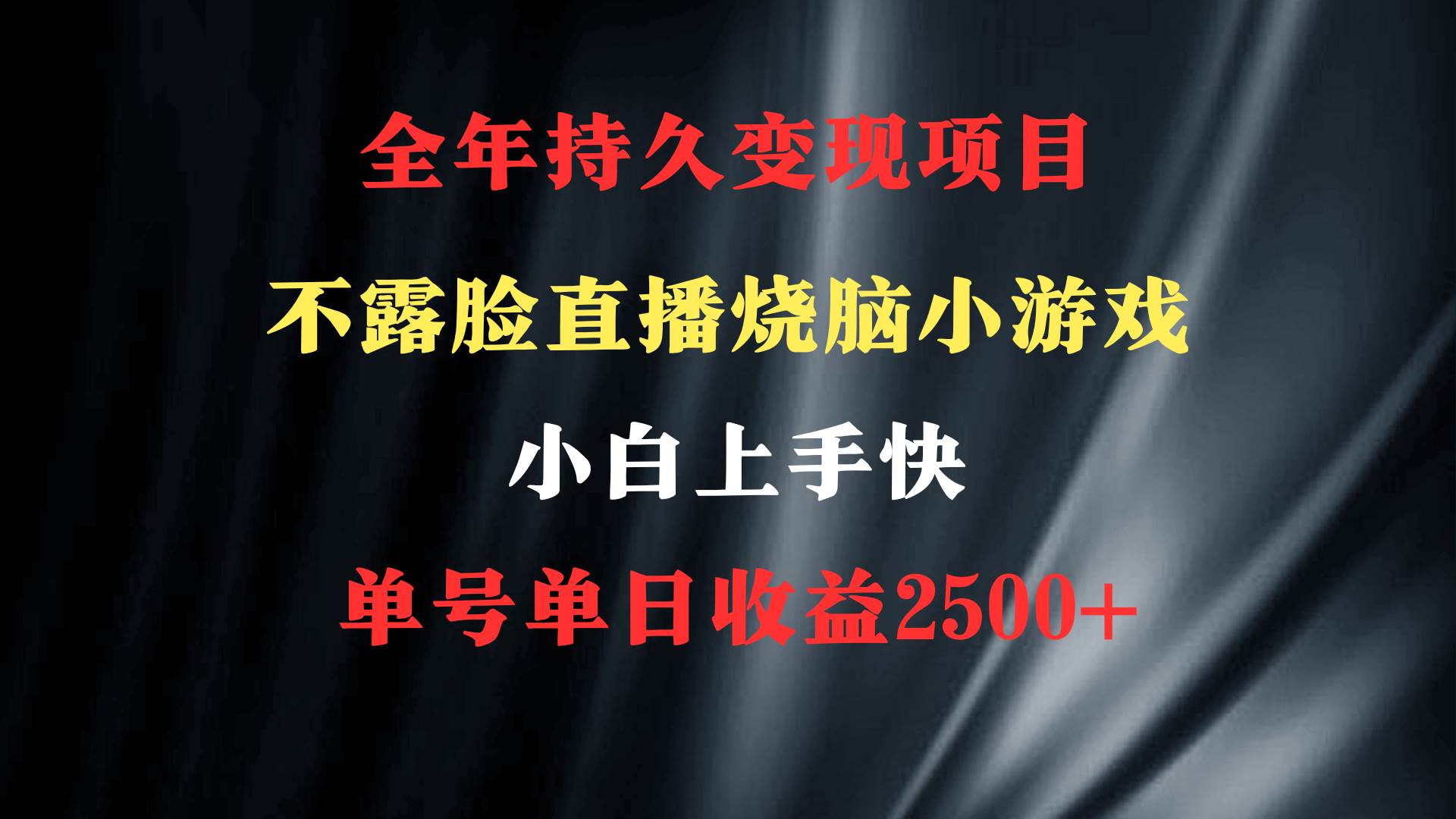 2024年 最优项目，烧脑小游戏不露脸直播  小白上手快 无门槛 一天收益2500+-温馨分享网