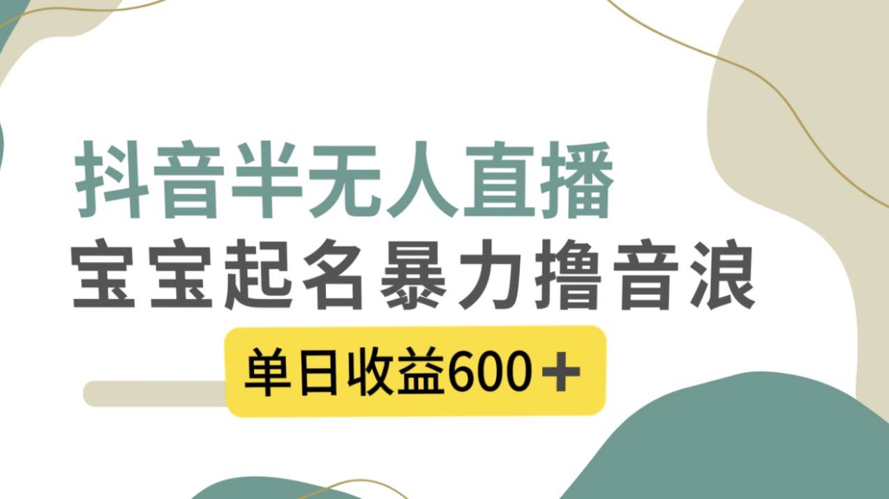 抖音半无人直播，宝宝起名，暴力撸音浪，单日收益600+-温馨分享网