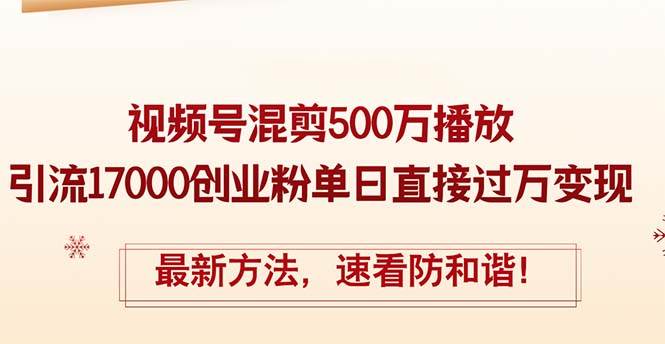 精华帖视频号混剪500万播放引流17000创业粉，单日直接过万变现，最新方…-温馨分享网