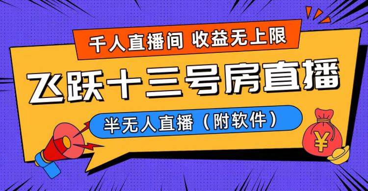 爆火飞跃十三号房半无人直播，一场直播上千人，日入过万！（附软件）-温馨分享网