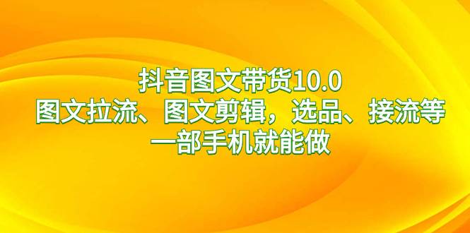抖音图文带货10.0，图文拉流、图文剪辑，选品、接流等，一部手机就能做-温馨分享网